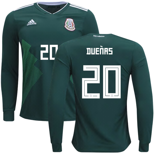 Mexico #20 Duenas Home Long Sleeves Kid Soccer Country Jersey